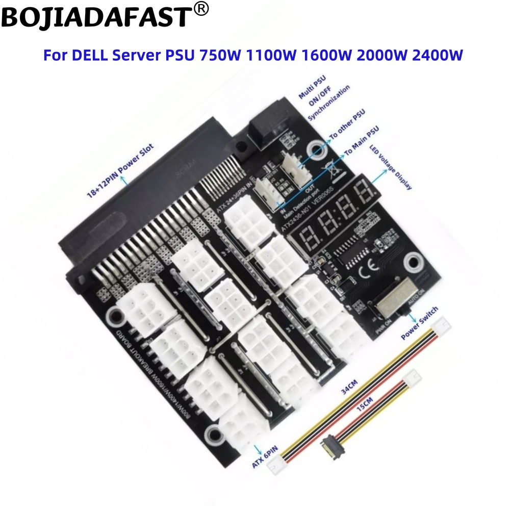 12 Ports PCI-E 6Pin Connector  - огляд і ціна 2400W Server Psu Breakout Board