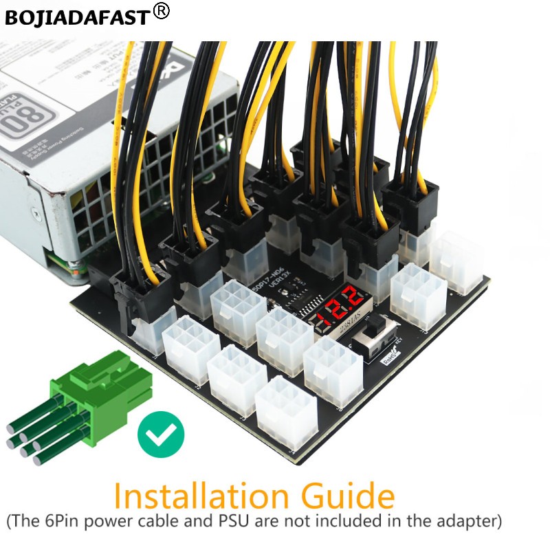 17 Ports PCI-E 6Pin Connector  - огляд і ціна 2400W Server Psu Breakout Board
